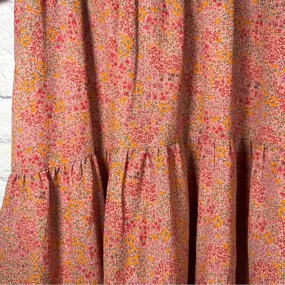 Wild Fable Pink Floral Fit & Flare Ruffle Puff Sleeve Tiered Smocked Dress XXL - Picture 8 of 15